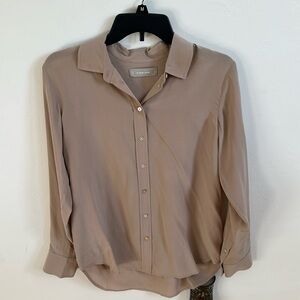 100% silk relaxed fit button down
